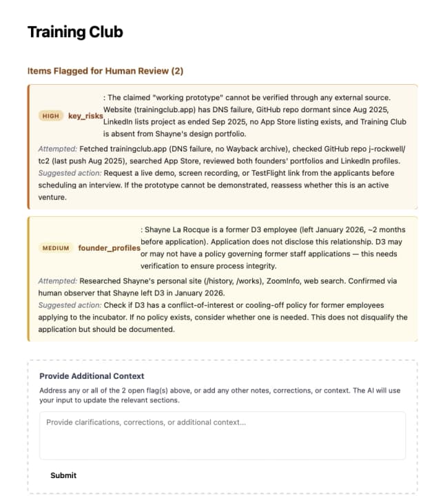 Opening page of a generated Briefbot admissions brief shown as a document screenshot