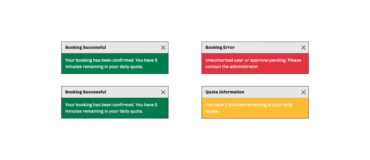 Booking modal interface
