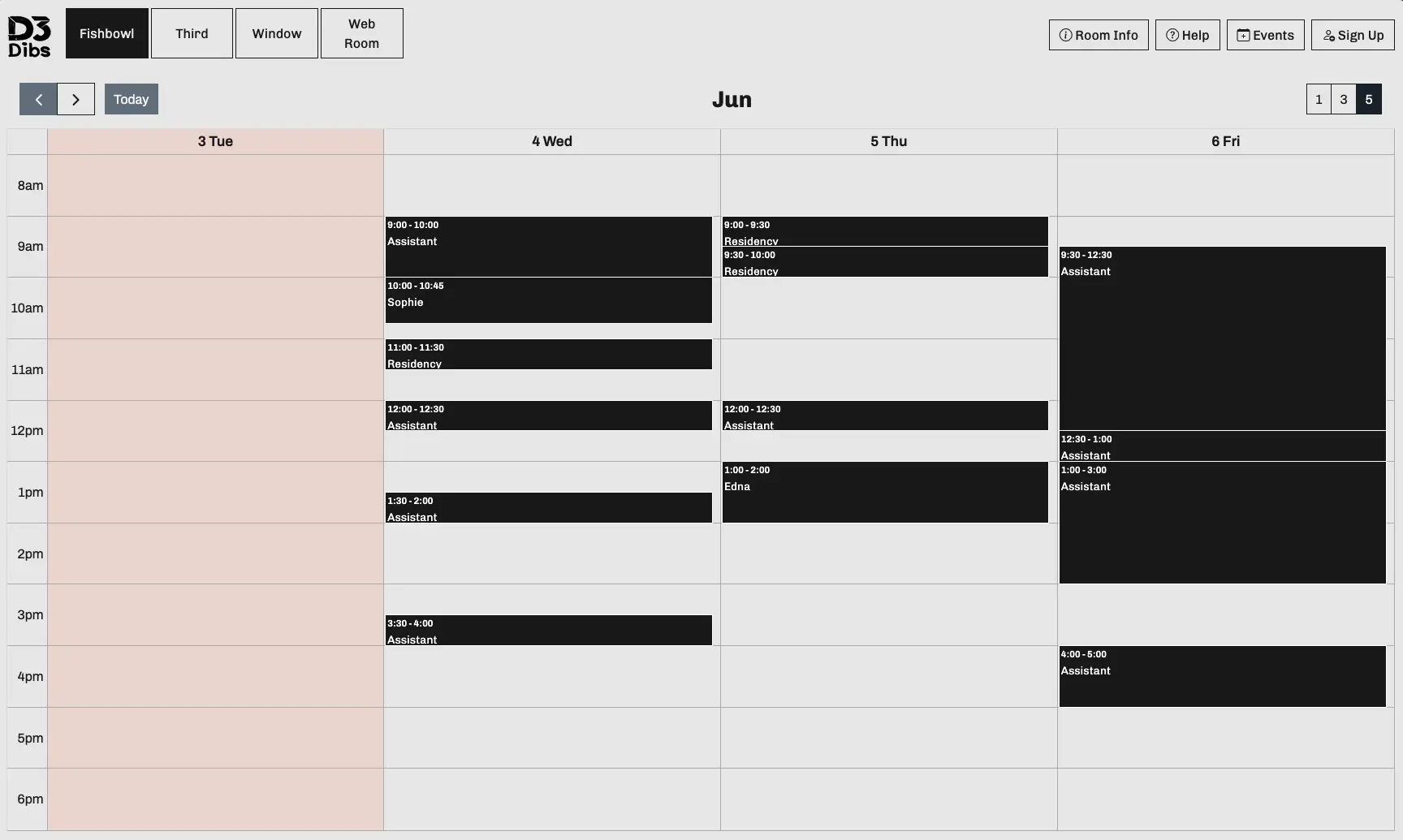 Web app calendar view