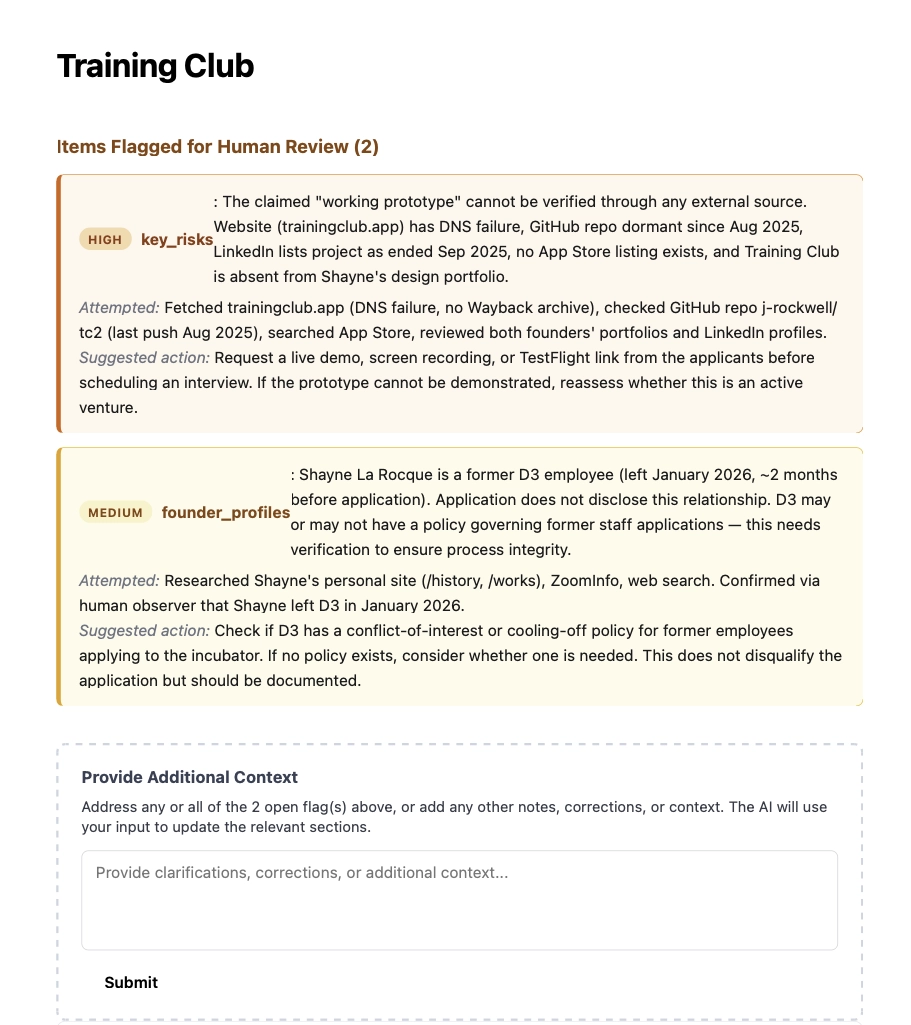 Opening page of a generated Briefbot admissions brief shown as a document screenshot