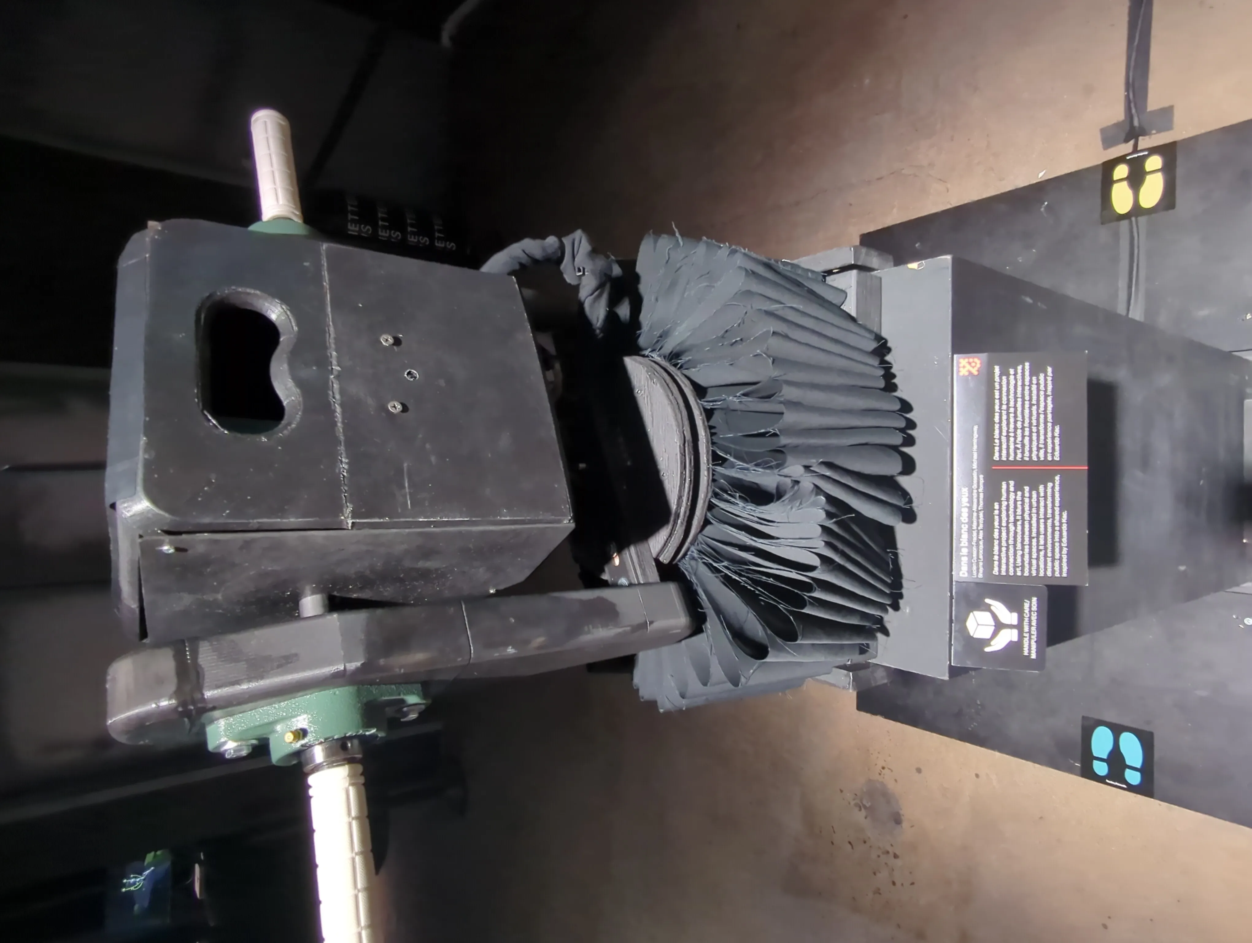 Close-up of one binocular prototype device